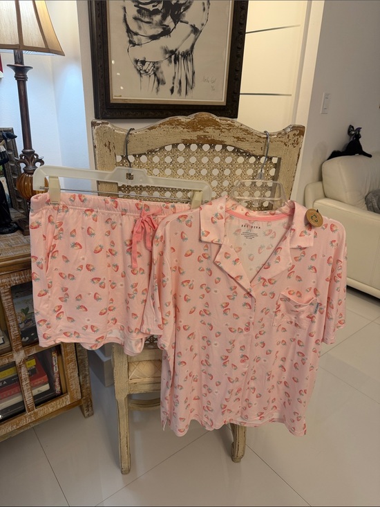 Rae Dunn Other - Rae Dunn Pink/White/Red Strawberry Print Loungewear/Sleepwear/PJ Set
